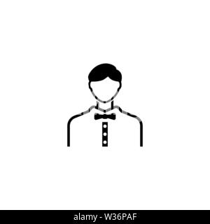 Casino Croupier. Referee Avatar. Flat Vector Icon. Simple black symbol on white background Stock Vector