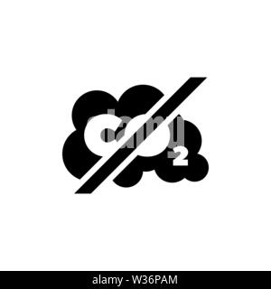Prohibiting Emissions Carbon Dioxide CO2. Flat Vector Icon. Simple black symbol on white background Stock Vector