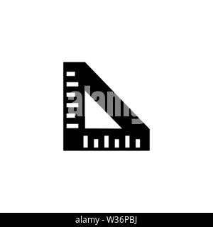 Triangle Ruler. Flat Vector Icon. Simple black symbol on white background Stock Vector