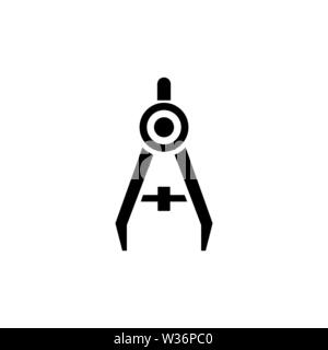 Pair Compasses for Navigation. Flat Vector Icon. Simple black symbol on white background Stock Vector