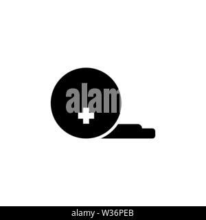 Adhesive Bandage Sticking Plaster. Flat Vector Icon. Simple black symbol on white background Stock Vector