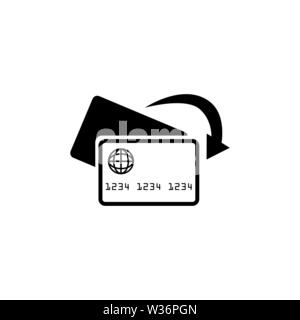 Transfer Money from Card to Card. Flat Vector Icon. Simple black symbol on white background Stock Vector