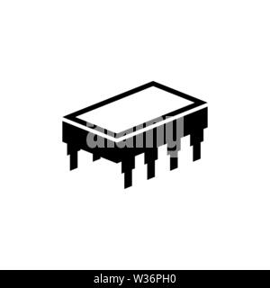 Microchip. Flat Vector Icon. Simple black symbol on white background Stock Vector