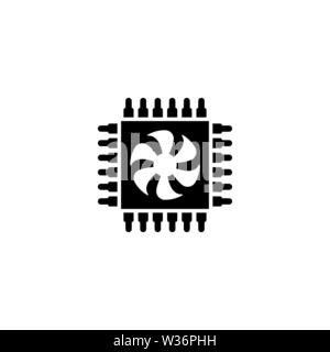 Cpu Cooler. Flat Vector Icon. Simple black symbol on white background Stock Vector