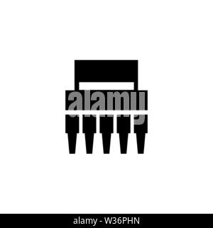Electronic Chip. Flat Vector Icon. Simple black symbol on white background Stock Vector