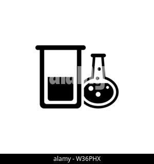 Chemical Laboratory Test Tube. Flat Vector Icon. Simple black symbol on white background Stock Vector