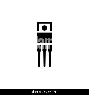 Resistor, Ceramic Electrolytic Capacitors, Fuse, Microcontroller, Transistor. Flat Vector Icon. Simple black symbol on white background Stock Vector