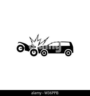 Motorcycle Hits Car. Crash flat vector icon. Simple solid symbol ...