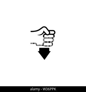Hand in Fist Pressing Down. Flat Vector Icon. Simple black symbol on white background Stock Vector