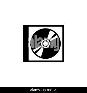 CD DVD Disc and Box. Flat Vector Icon. Simple black symbol on white background Stock Vector