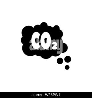 CO2 Emissions Cloud, Smog Pollution. Flat Vector Icon illustration. Simple black symbol on white background. CO2 Emissions Cloud, Smog Pollution sign Stock Vector