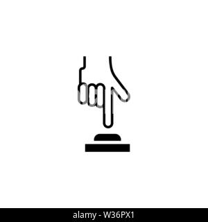 Finger Push Button. Flat Vector Icon illustration. Simple black symbol on white background. Finger Push Button sign design template for web and mobile Stock Vector