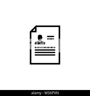 Resume CV. Flat Vector Icon illustration. Simple black symbol on white background. Resume CV sign design template for web and mobile UI element Stock Vector