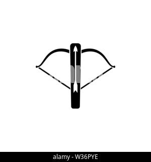 Battle Crossbow with Arrow. Flat Vector Icon illustration. Simple black symbol on white background. Battle Crossbow with Arrow sign design template fo Stock Vector