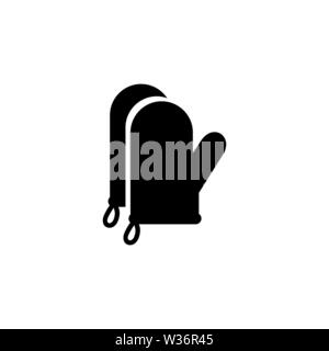 Winter Mittens. Flat Vector Icon illustration. Simple black symbol on white background. Winter Mittens sign design template for web and mobile UI elem Stock Vector