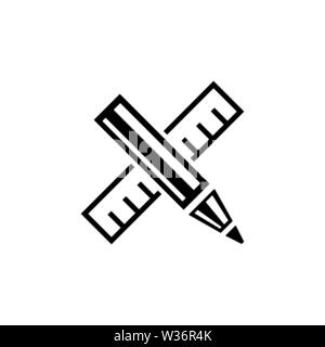 Design Drawing Tools. Flat Vector Icon illustration. Simple black symbol on white background. Design Drawing Tools sign design template for web and mo Stock Vector