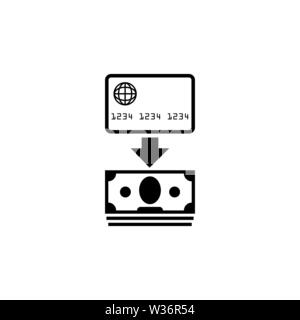 Cash out Credit Card. Flat Vector Icon illustration. Simple black symbol on white background. Cash out Credit Card sign design template for web and mo Stock Vector