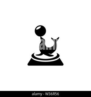 Circus Performance Fur Seal. Flat Vector Icon illustration. Simple black symbol on white background. Circus Performance Fur Seal sign design template Stock Vector