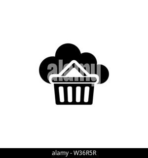 Buy Cloud Storage. Flat Vector Icon illustration. Simple black symbol on white background. Buy Cloud Storage sign design template for web and mobile U Stock Vector