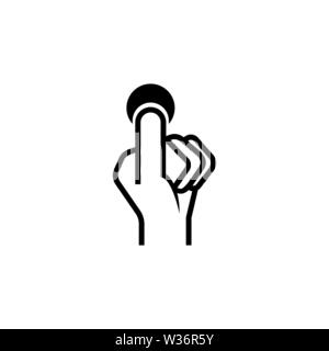 Finger Pressing Button, Push Button. Flat Vector Icon illustration. Simple black symbol on white background. Finger Pressing Button, Push Button sign Stock Vector