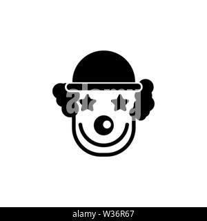 Cheerful Smiling Clown. Flat Vector Icon illustration. Simple black symbol on white background. Cheerful Smiling Clown sign design template for web an Stock Vector