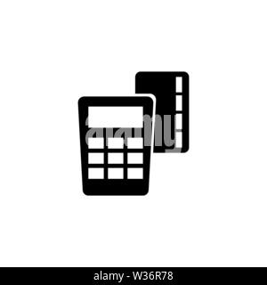 Credit Card Pay POS Terminal. Flat Vector Icon illustration. Simple black symbol on white background. Credit Card Pay POS Terminal sign design templat Stock Vector