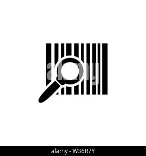Barcode Search, Find Bar Code. Flat Vector Icon illustration. Simple black symbol on white background. Barcode Search, Find Bar Code sign design templ Stock Vector
