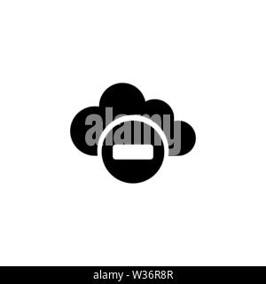 Rejected Access Network, Cloud Computing. Flat Vector Icon illustration. Simple black symbol on white background. Rejected Access Network, Cloud sign Stock Vector