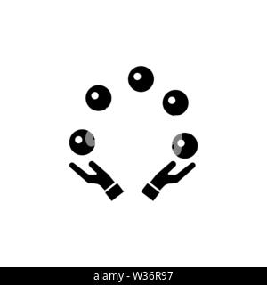 Hand Juggling Ball. Flat Vector Icon illustration. Simple black symbol on white background. Hand Juggling Ball sign design template for web and mobile Stock Vector