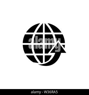 Globe Arrow, Environmental Protection. Flat Vector Icon illustration. Simple black symbol on white background. Globe Arrow, Environmental Protection s Stock Vector