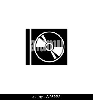 Blue Ray Disc in Box. Flat Vector Icon illustration. Simple black symbol on white background. Blue Ray Disc in Box sign design template for web and mo Stock Vector
