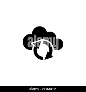 Cloud Reload Sync Refresh. Flat Vector Icon illustration. Simple black symbol on white background. Cloud Reload Sync Refresh sign design template for Stock Vector
