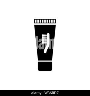 Toothpaste Tube. Flat Vector Icon illustration. Simple black symbol on white background. Toothpaste Tube sign design template for web and mobile UI el Stock Vector