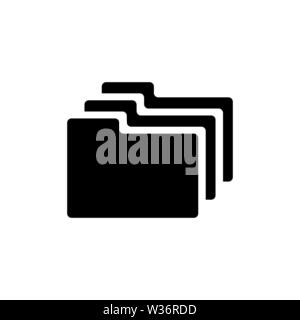 Group Folders. Flat Vector Icon illustration. Simple black symbol on white background. Group Folders sign design template for web and mobile UI elemen Stock Vector