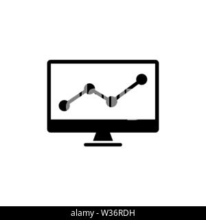 Trading Chart Analyzing Stock Market. Flat Vector Icon illustration. Simple black symbol on white background. Trading Chart Analyzing Stock Market sig Stock Vector