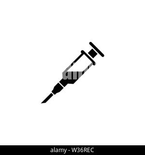 Syringe, Injection. Flat Vector Icon illustration. Simple black symbol on white background. Syringe, Injection sign design template for web and mobile Stock Vector