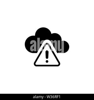Warning Cloud Computing, Ddos Attack. Flat Vector Icon illustration. Simple black symbol on white background. Warning Cloud Computing, Ddos Attack sig Stock Vector