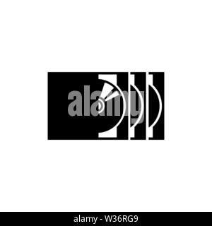 CD Box with Disc, Stack of DVD. Flat Vector Icon illustration. Simple black symbol on white background. CD Box with Disc, Stack of DVD sign design tem Stock Vector