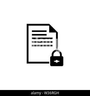 Locked Document. Flat Vector Icon illustration. Simple black symbol on white background. Locked Document sign design template for web and mobile UI el Stock Vector