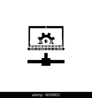 Remote Configuration, Settings Laptop. Flat Vector Icon illustration. Simple black symbol on white background. Remote Configuration, Settings Laptop s Stock Vector