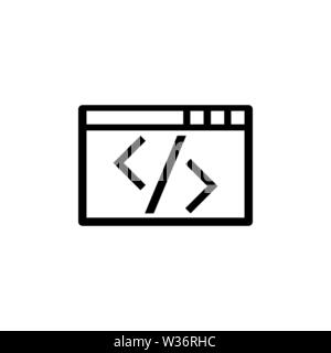 Web Programming, Application Editing Digital Code. Flat Vector Icon illustration. Simple black symbol on white background. Web Programming, Code sign Stock Vector