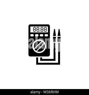 Digital Multimeter, Electric Voltmeter. Flat Vector Icon illustration. Simple black symbol on white background. Digital Multimeter Electric Voltmeter Stock Vector