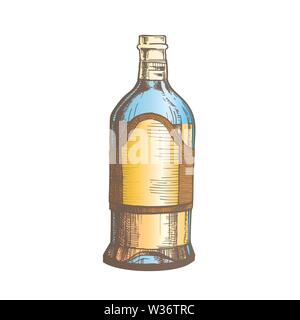 Color Closed Tall Classic Mexican Tequila Bottle Vector Stock Vector