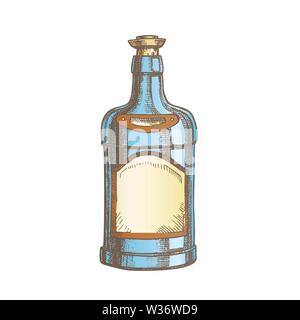 Color Classic Tequila Bottle Sombrero On Top Vector Stock Vector