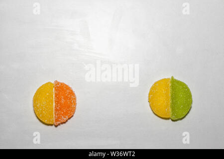 Four Sugar candies shaped as two circles Stock Photo