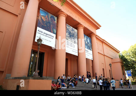 Buenos Aires, Argentina, Stunning Facade of the National Museum of Fine Arts or Museo Nacional de Bellas Artes with Many Visitors Stock Photo
