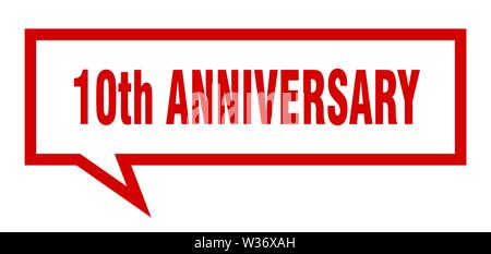 10th anniversary sign. 10th anniversary square speech bubble. 10th anniversary Stock Vector