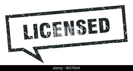 licensed sign. licensed square speech bubble. licensed Stock Vector