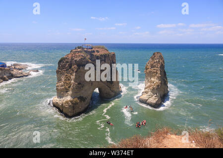 Beirut, Lebanon. 13th July 2019.   Divers take part in the Red Bull World Diving Championships from 13-14 July as they dive from the 100 metre high Pigeon Rocks in Raouche Beirut.Credit: amer ghazzal/Alamy Live News Stock Photo