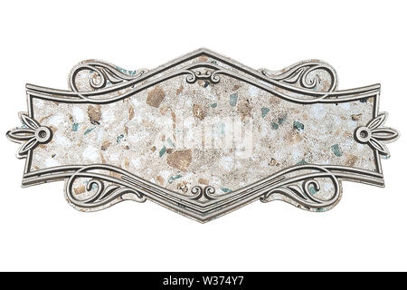 Vintage marble plaque isolated on white background Stock Photo